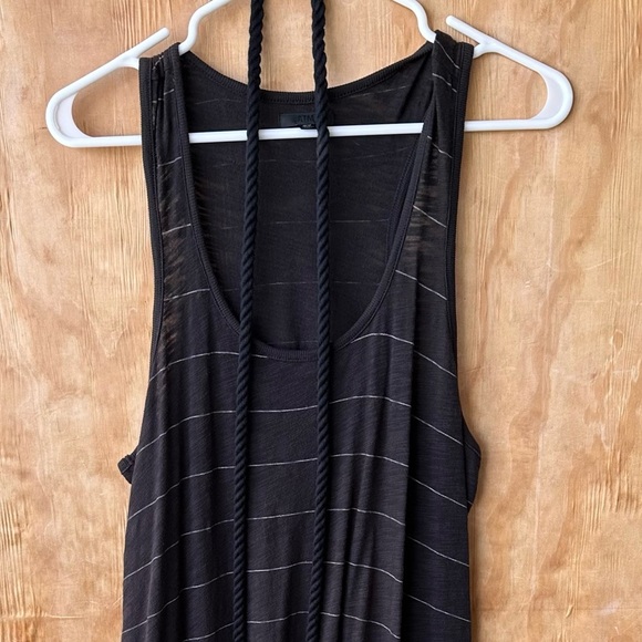 ATM Anthony Thomas Melillo Slub Jersey Striped Midi Tank Dress Black Gray - Picture 8 of 10